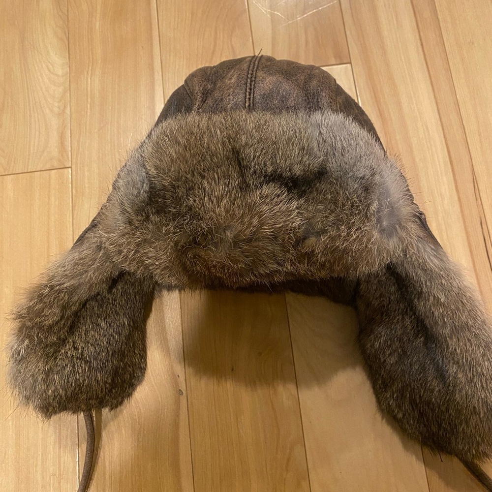Crown Black Leather Aviator Hat with Fur Lining
